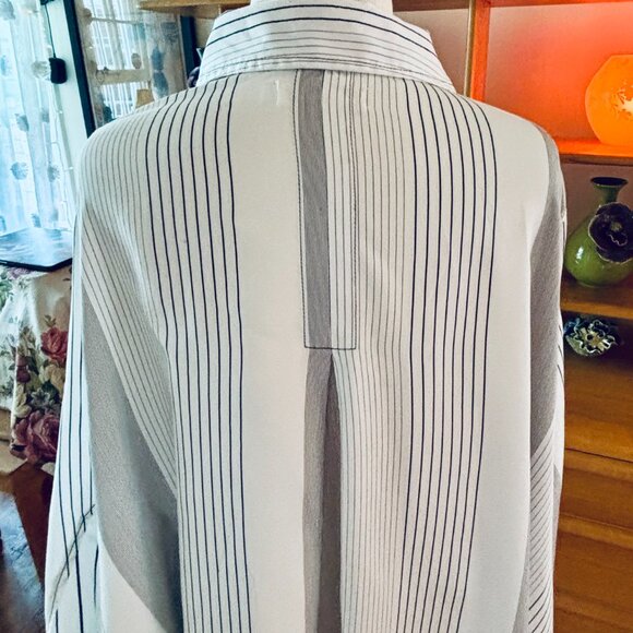 Bodil Midi Dress / Top Cream + Black Pockets Cotton OS Pleats Buttons Designer - Picture 8 of 15